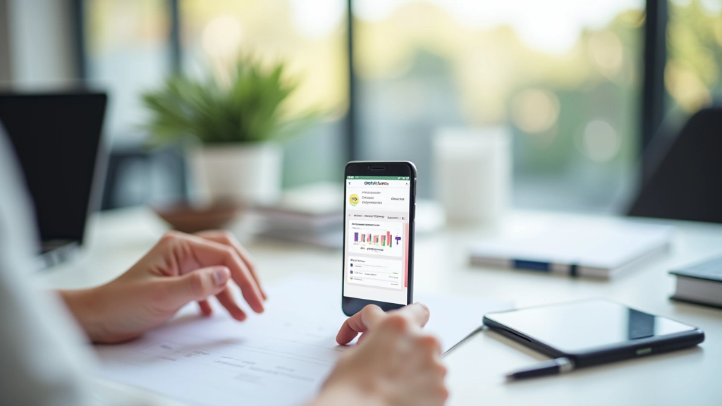 Téléphone avec l'application ou site de l'Urssaf ouvert, accès au compte personnel