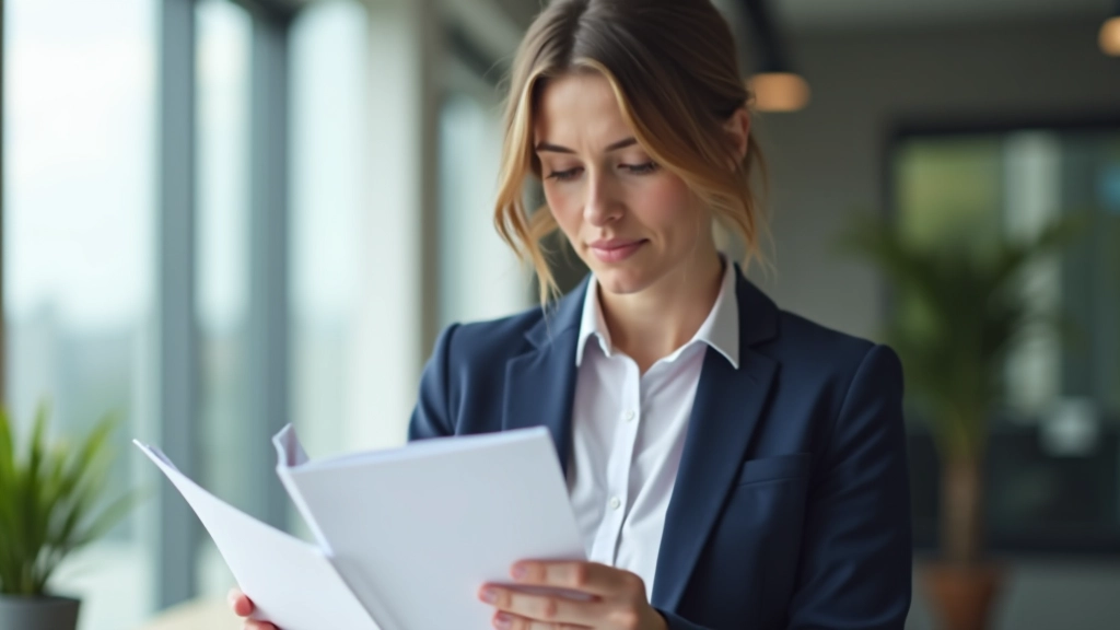 Professionnel en train de lire attentivement des documents à son bureau